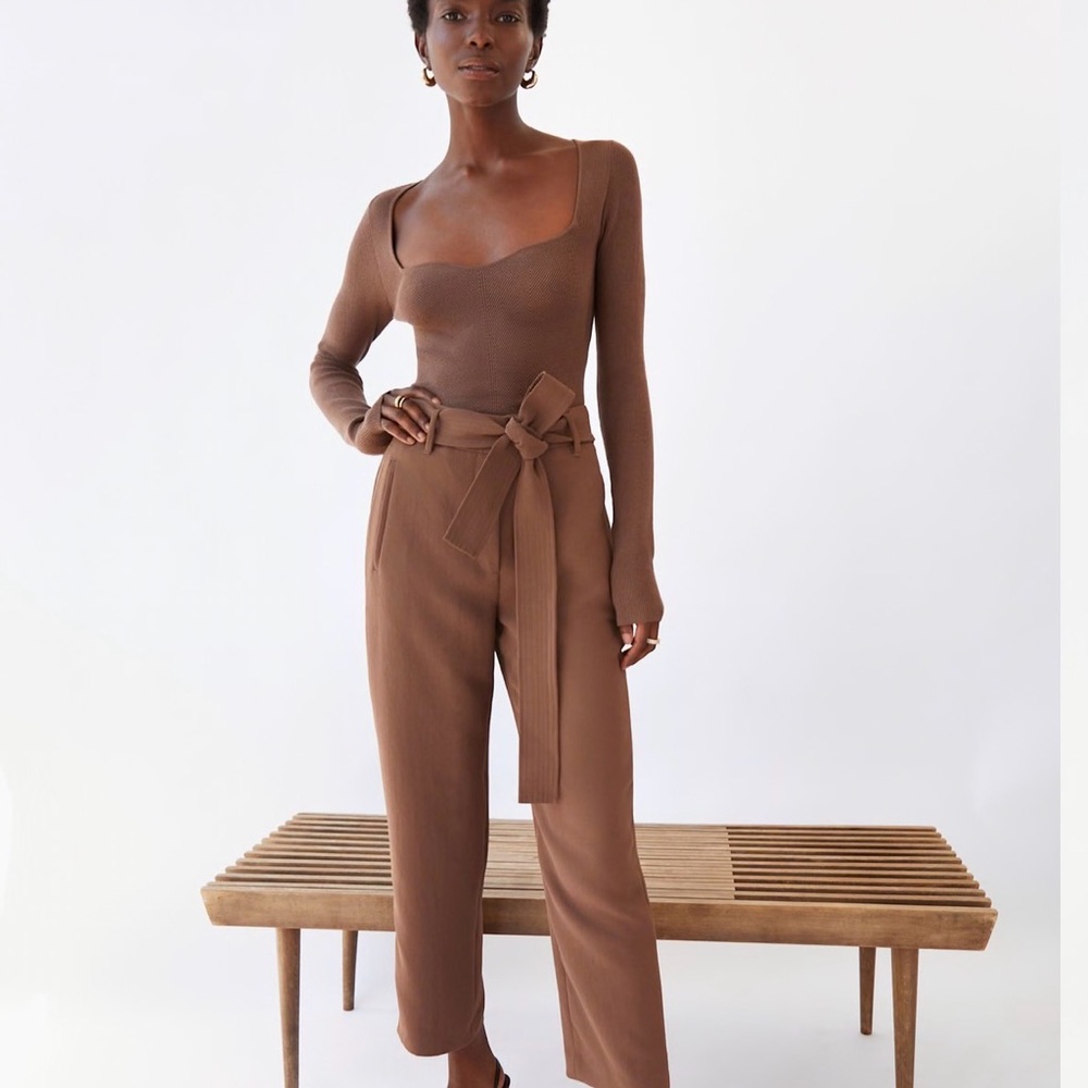 Aritzia Tie-Front Pant in Walnut